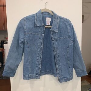 French Dressing Jeans FDJ full zip front jean jacket blue denim slim fit S